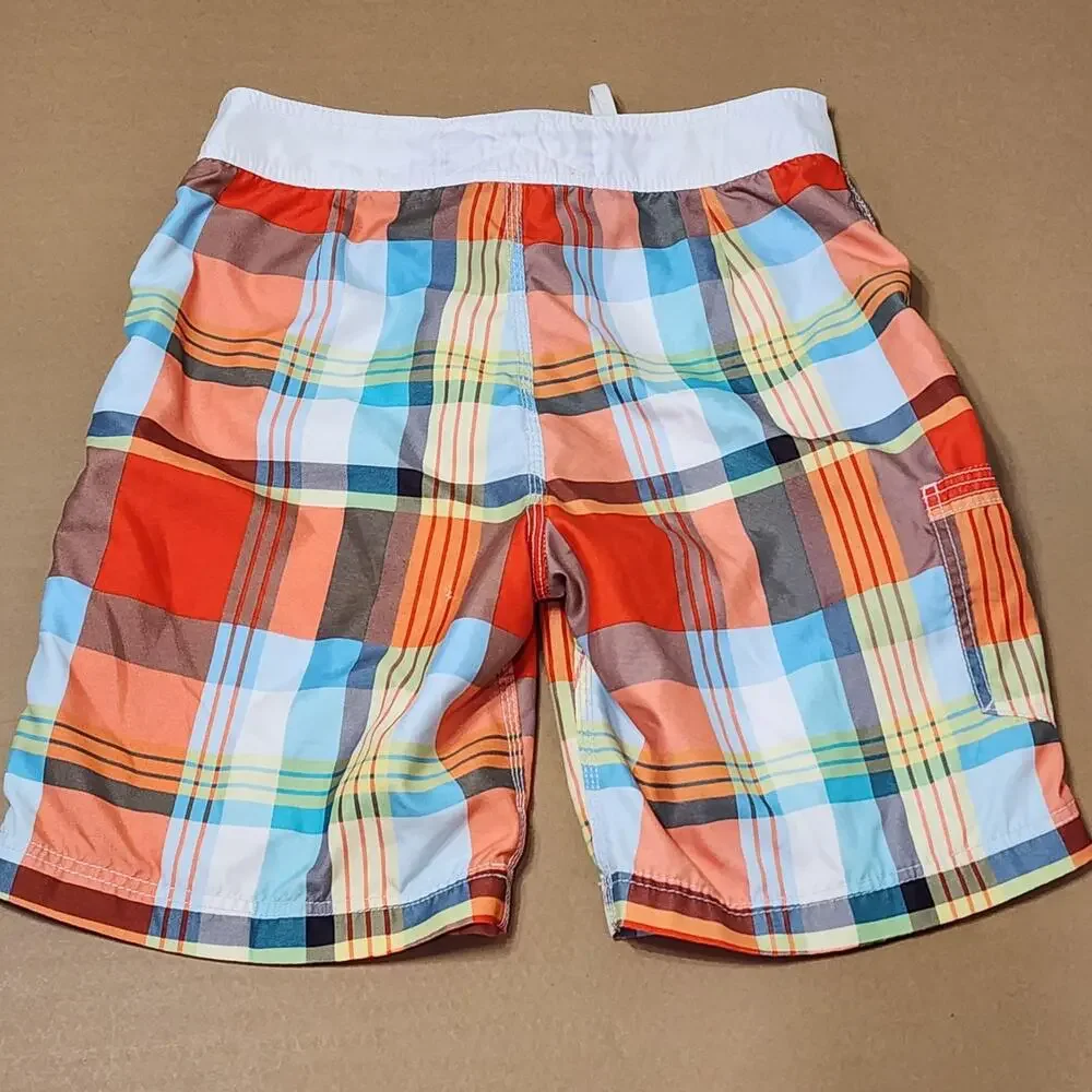 American Eagle Outfitters Board Shorts Mens Medium Multicolor Plaid Lined Swim